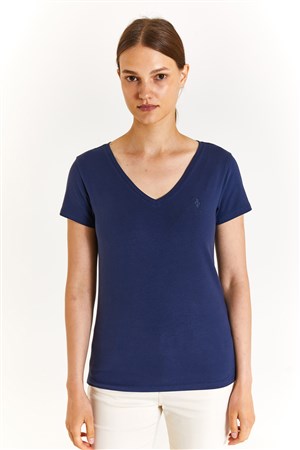 U.S. Polo Assn. Kadın Ex.Slim Tişört 50280068-VR033 Lacivert