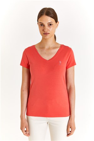 U.S. Polo Assn. Kadın Ex.Slim Tişört 50280068-VR039 Kırmızı
