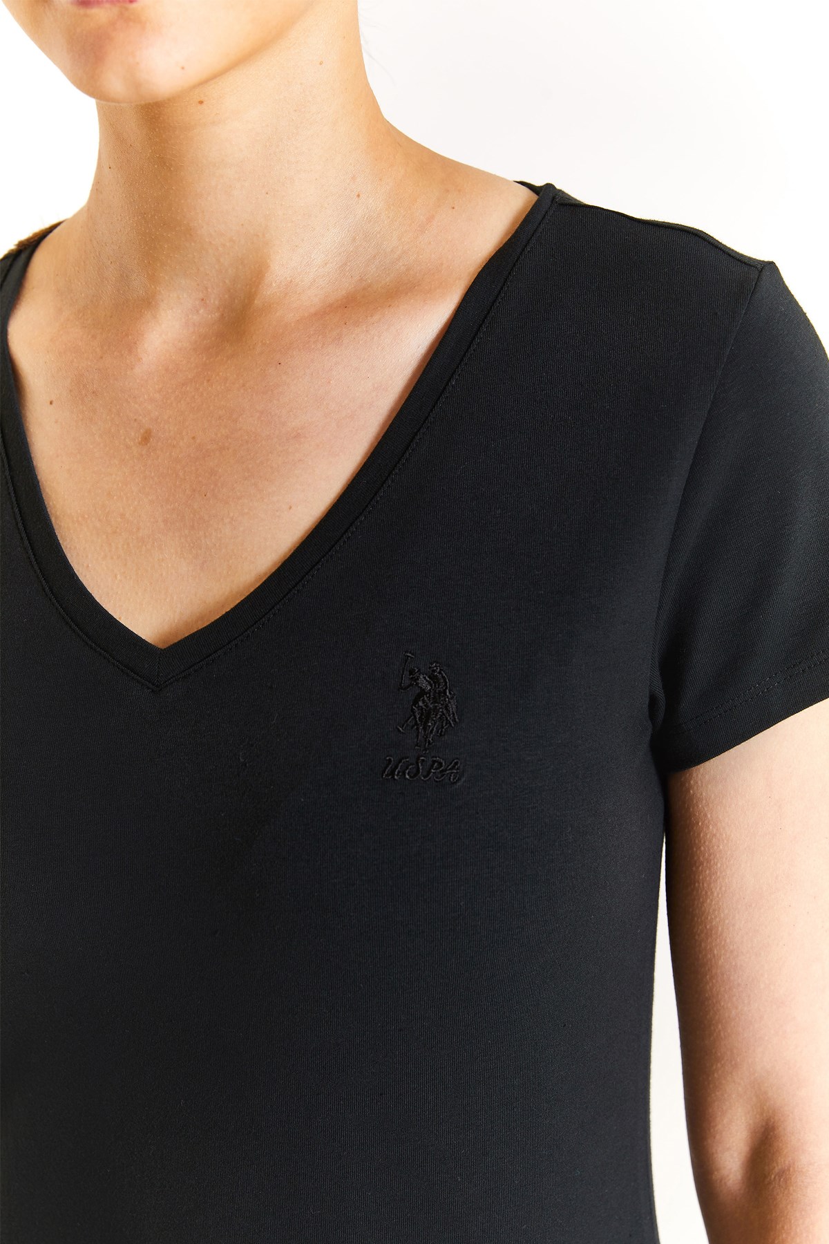 U.S. Polo Assn. Kadın Ex.Slim Tişört 50280068-VR046 Siyah