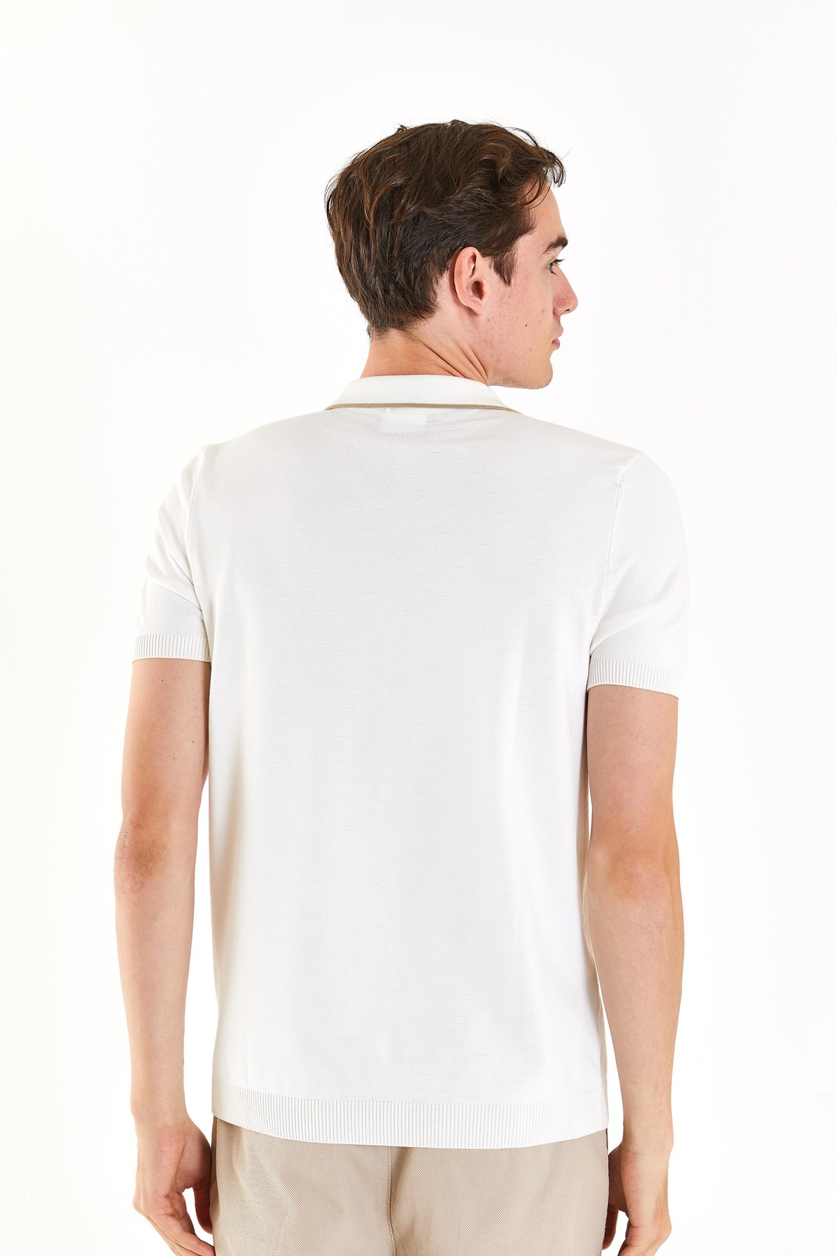 U.S. Polo Assn. Erkek Triko Tişört 50280424-VR019 Ekru