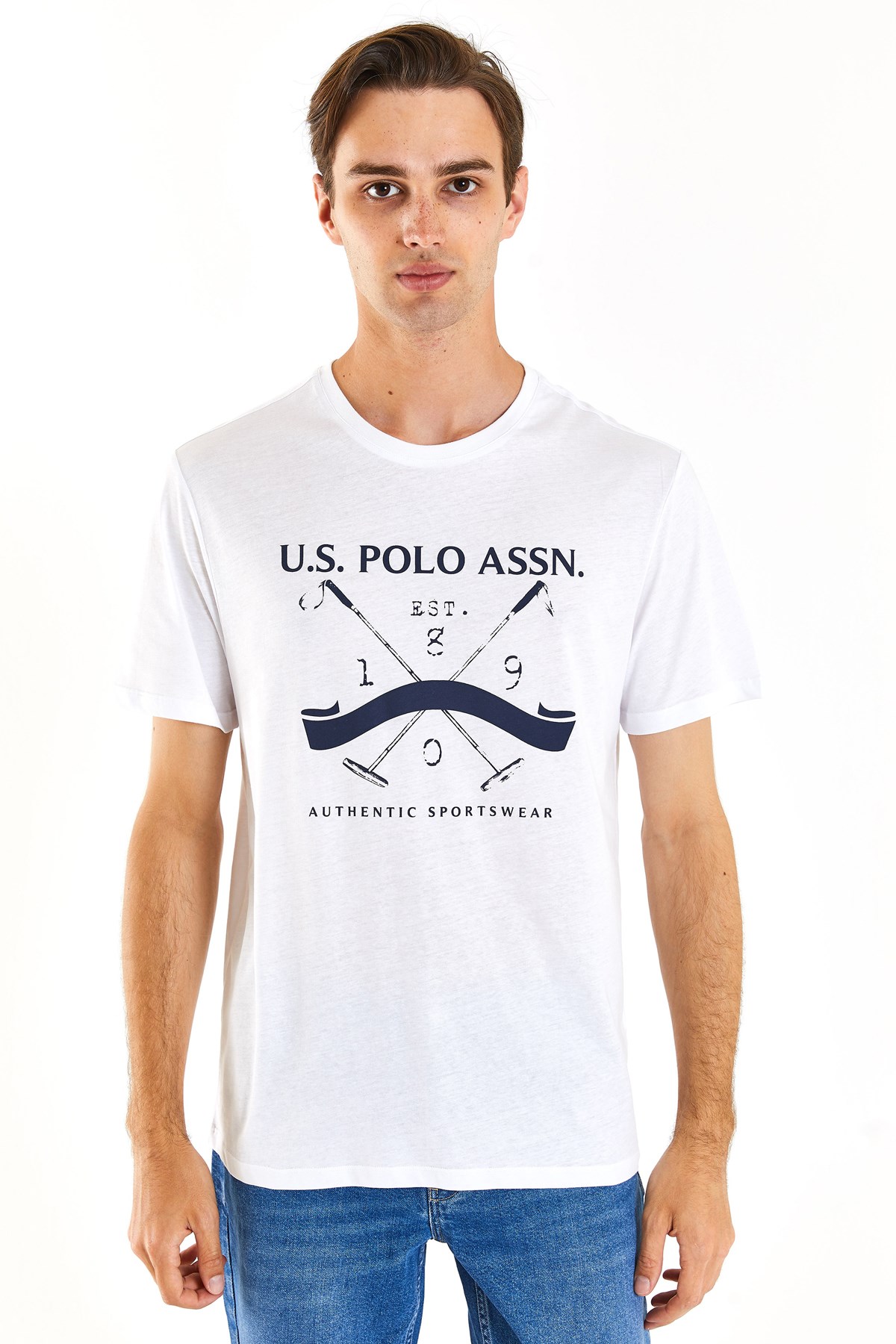U.S. Polo Assn. Erkek Tişört 50281045-VR013 Beyaz