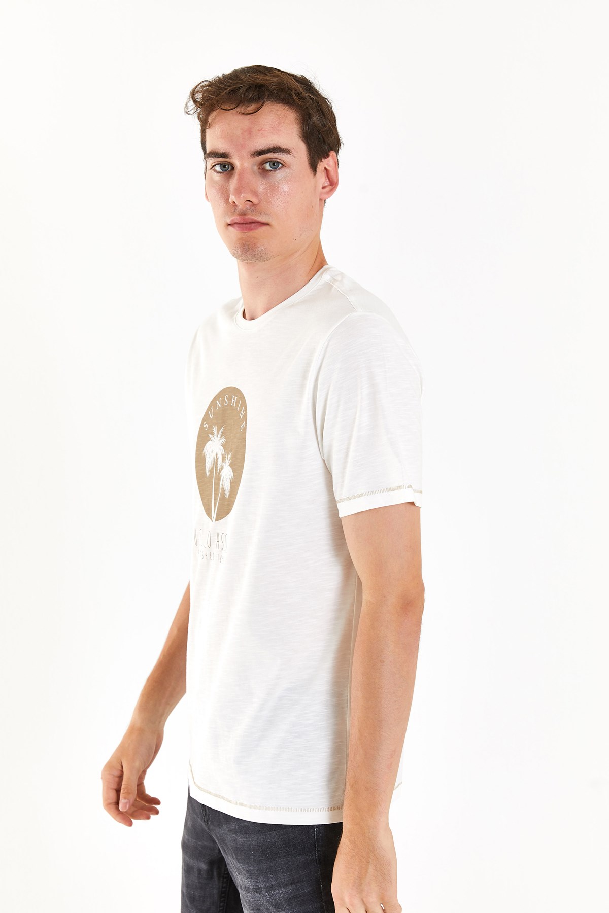 U.S. Polo Assn. Erkek Tişört 50281049-VR019 Ekru