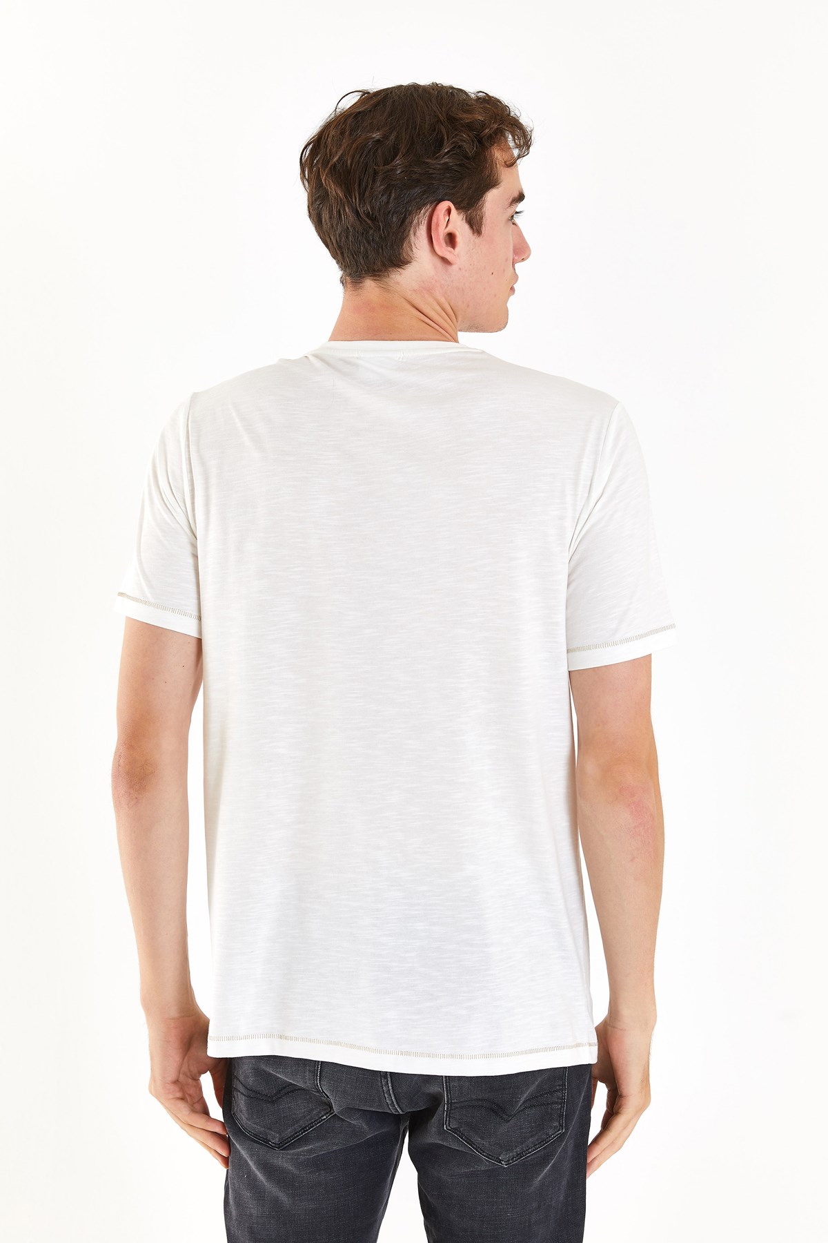 U.S. Polo Assn. Erkek Tişört 50281049-VR019 Ekru