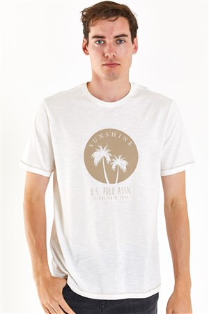 U.S. Polo Assn. Erkek Tişört 50281049-VR019 Ekru