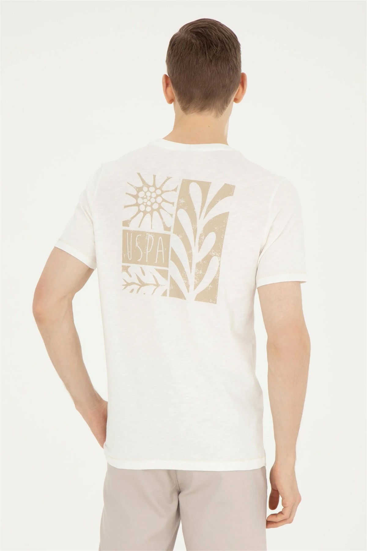 U.S. Polo Assn. Erkek Regular Tişört 50281052-VR019 Ekru