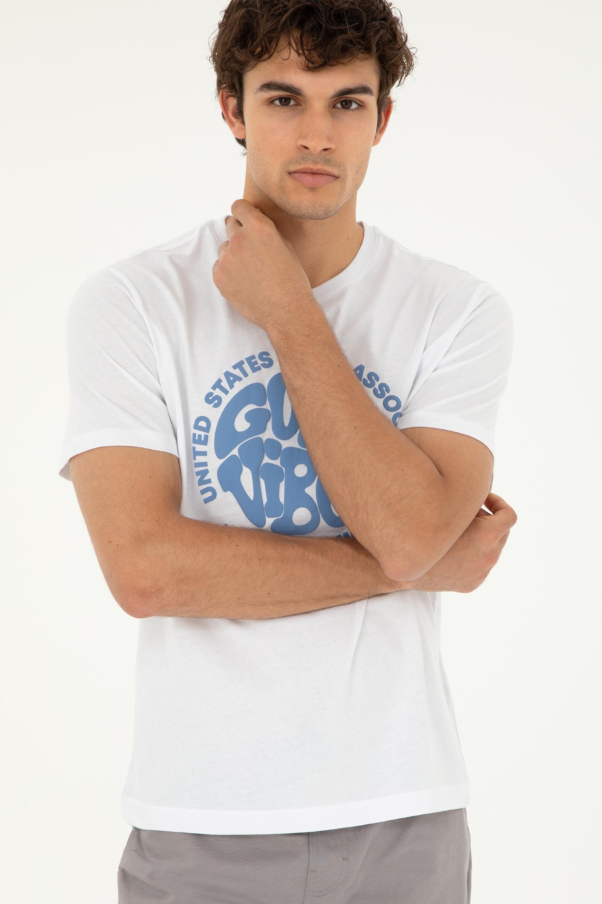 U.S. Polo Assn. Erkek Tişört  50281078-VR013 Beyaz