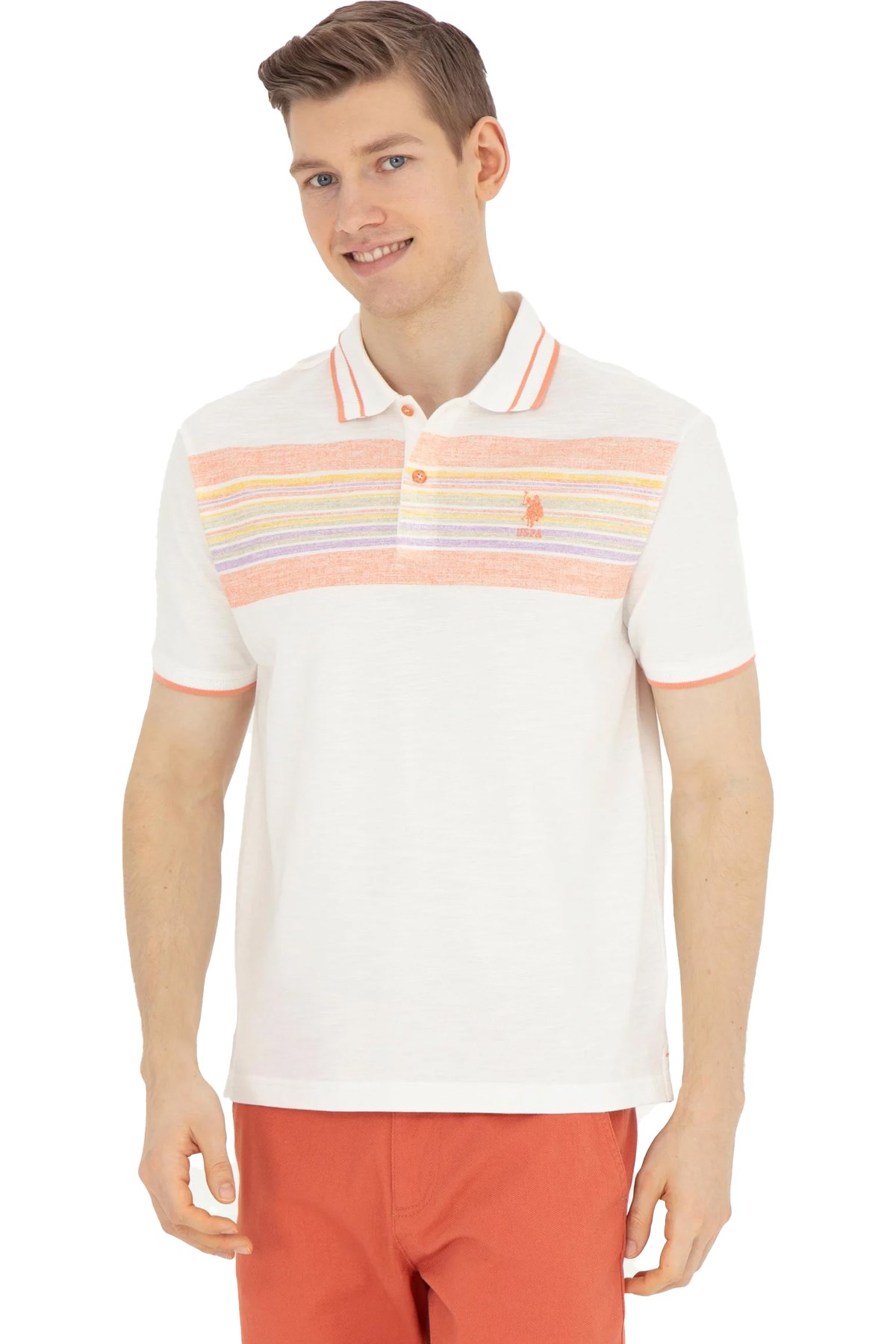 U.S. Polo Assn. Erkek Regular Tişört 50281516-VR019 Ekru