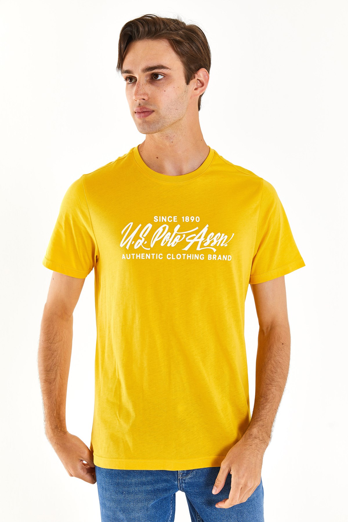 U.S. Polo Assn. Erkek Regular Tişört 50282007-VR043 Sarı