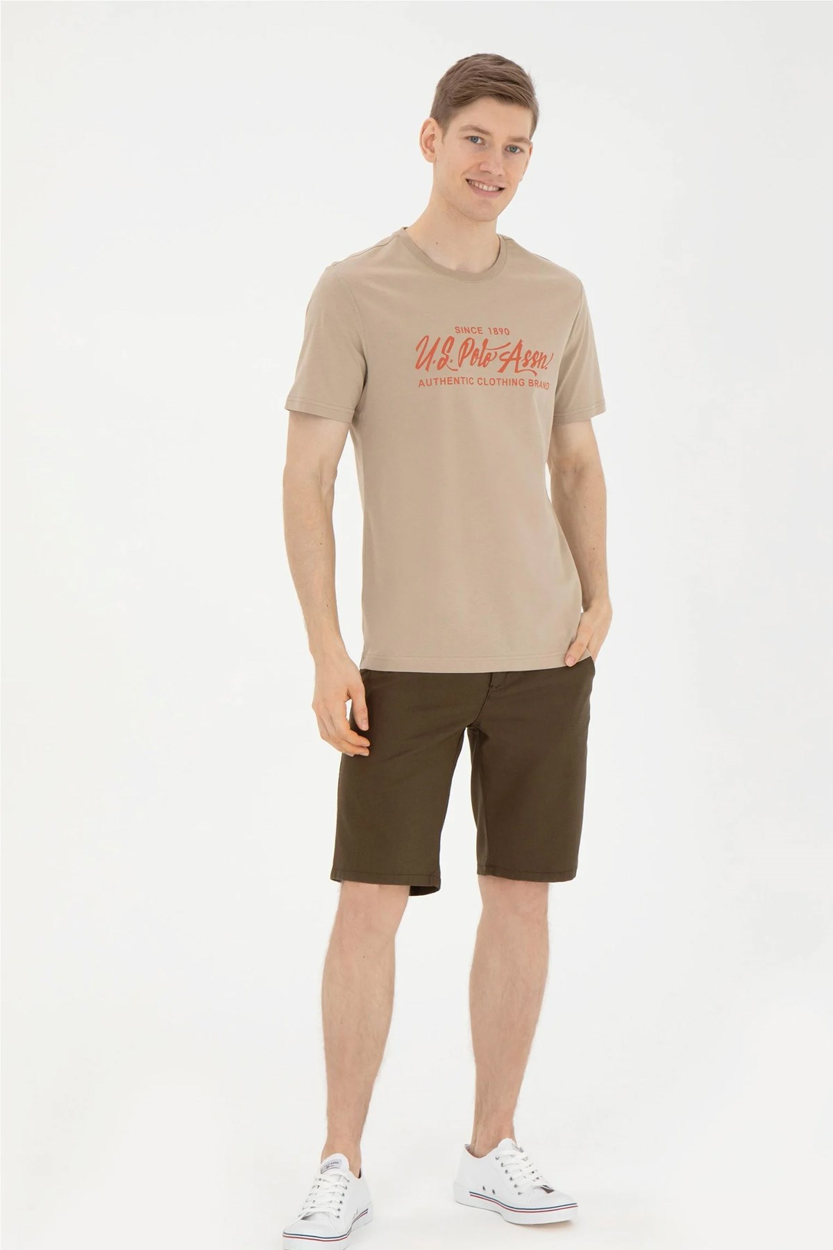 U.S. Polo Assn. Erkek Regular Tişört 50282007-VR183 Haki