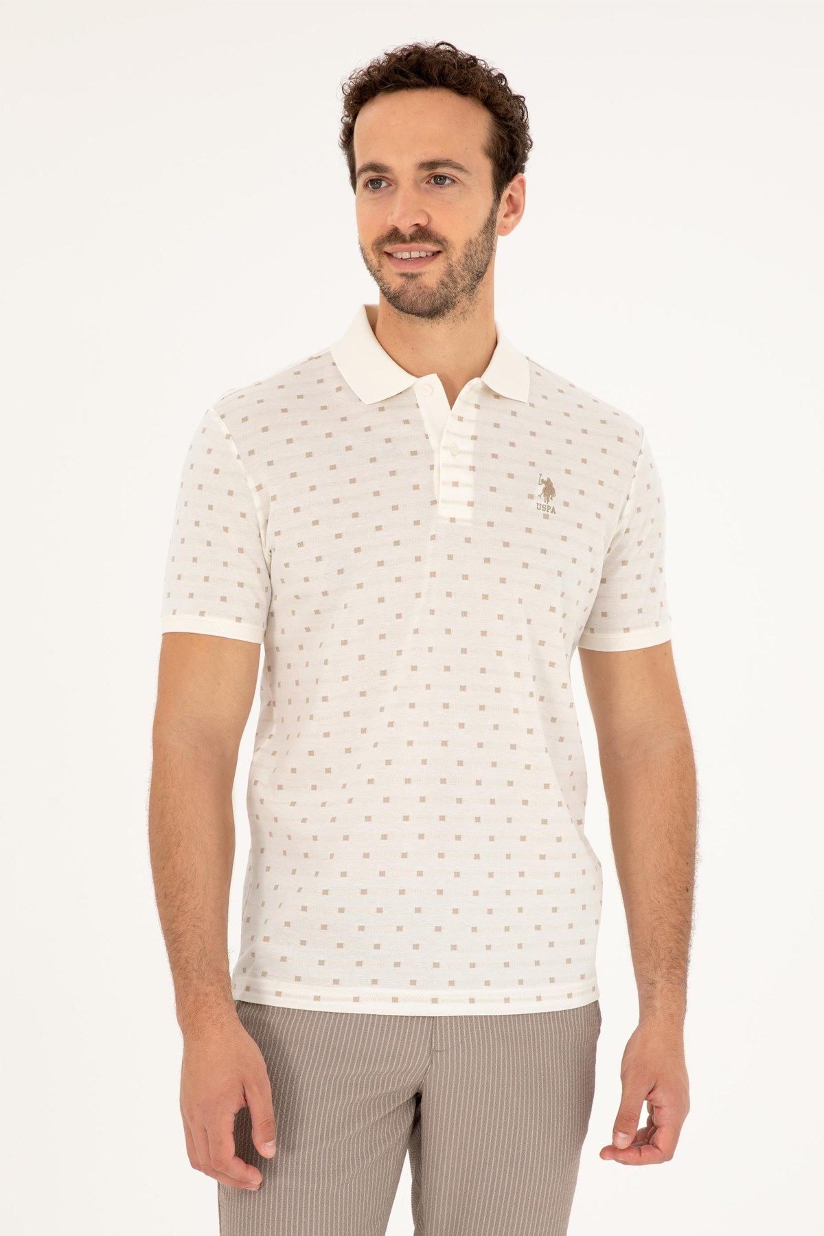 U.S. Polo Assn. Erkek Tişört  50282501-VR019 Ekru
