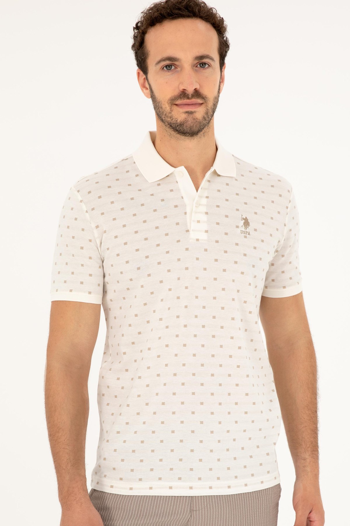 U.S. Polo Assn. Erkek Tişört  50282501-VR019 Ekru