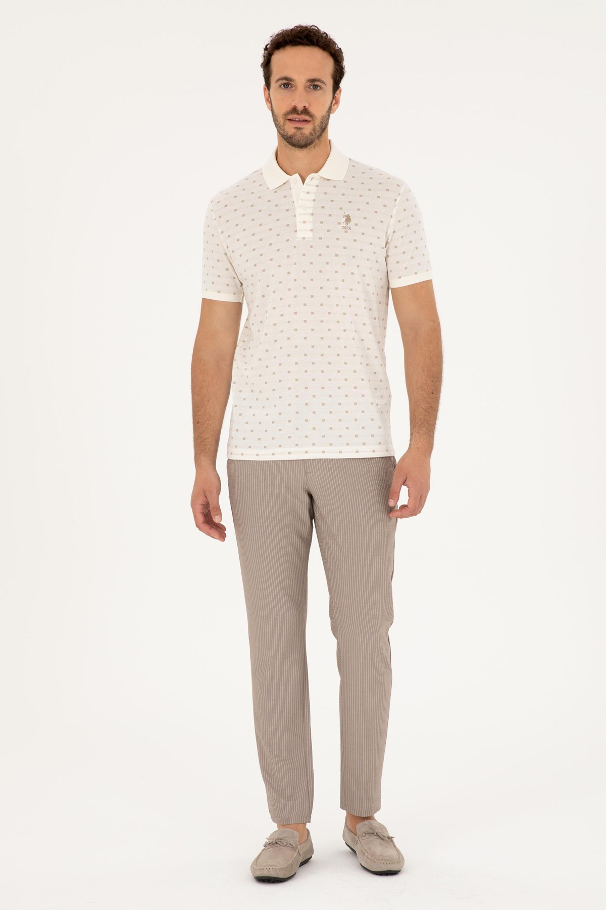 U.S. Polo Assn. Erkek Tişört  50282501-VR019 Ekru