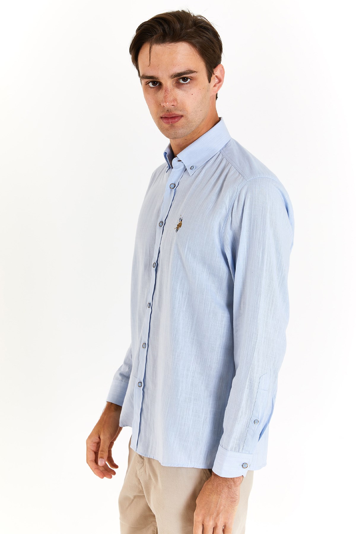 U.S. Polo Assn. Erkek Regular Gömlek 50282588-VR003 Mavi