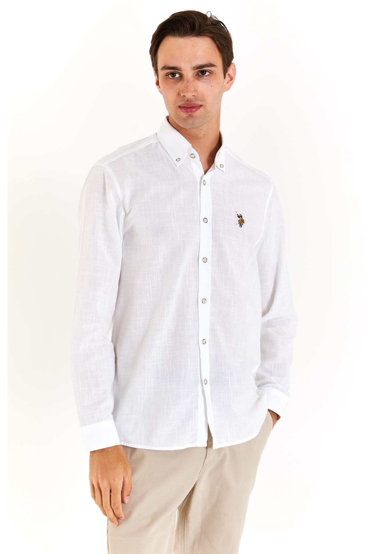 U.S. Polo Assn. Erkek Regular Gömlek 50282588-VR013 Beyaz