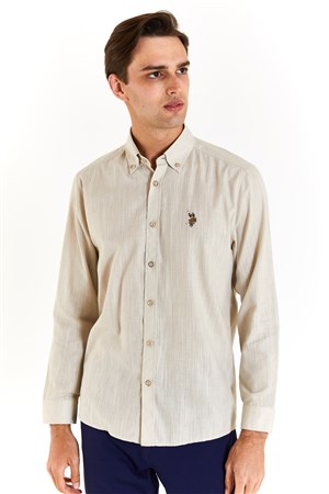 U.S. Polo Assn. Erkek Regular Gömlek 50282588-VR049 Krem