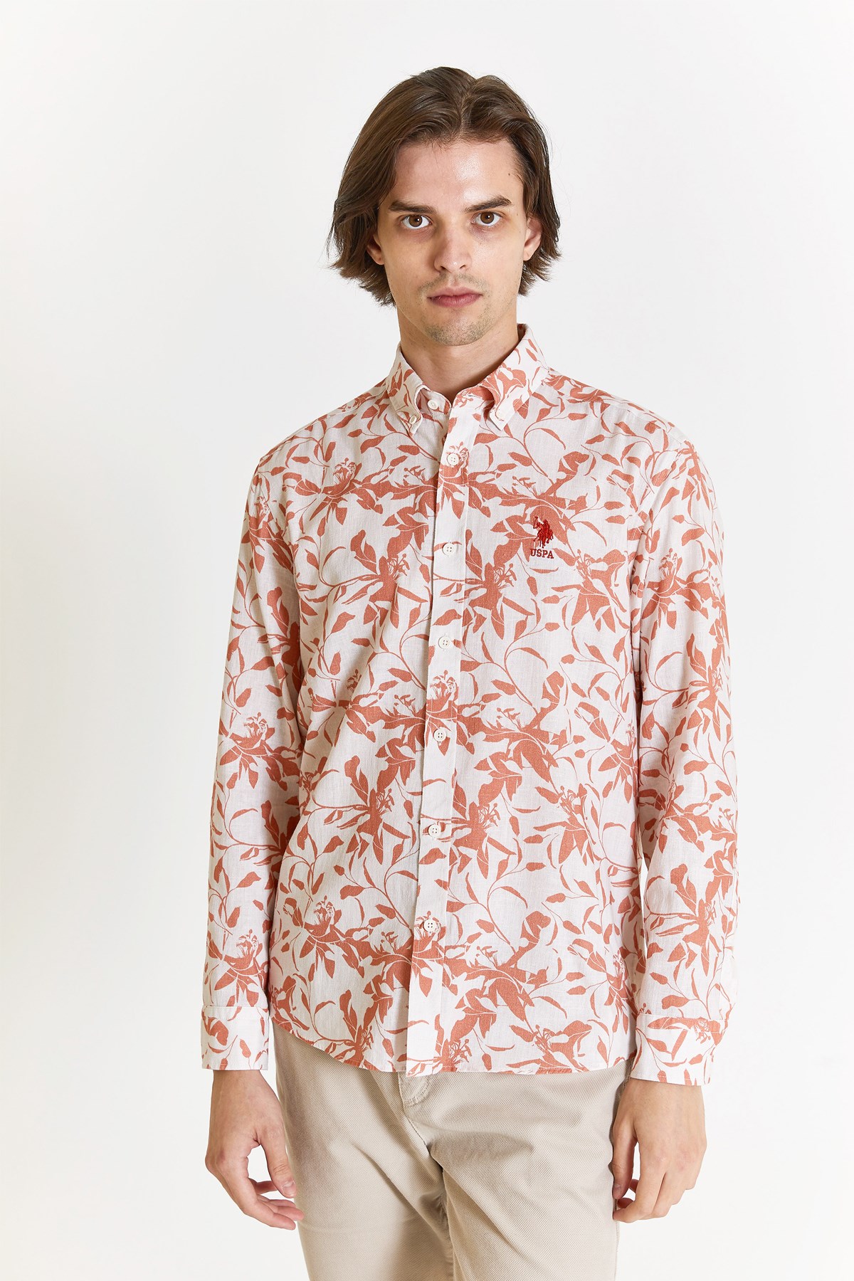 U.S. Polo Assn. Erkek Gömlek 50283356-VR019 Ekru