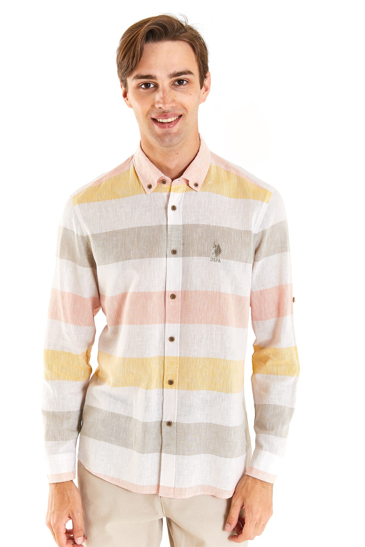 U.S. Polo Assn. Erkek Gömlek 50283667-VR027 Haki