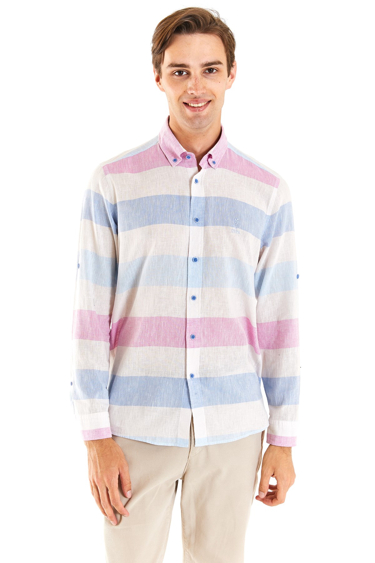 U.S. Polo Assn. Erkek Gömlek 50283667-VR032 Mavi