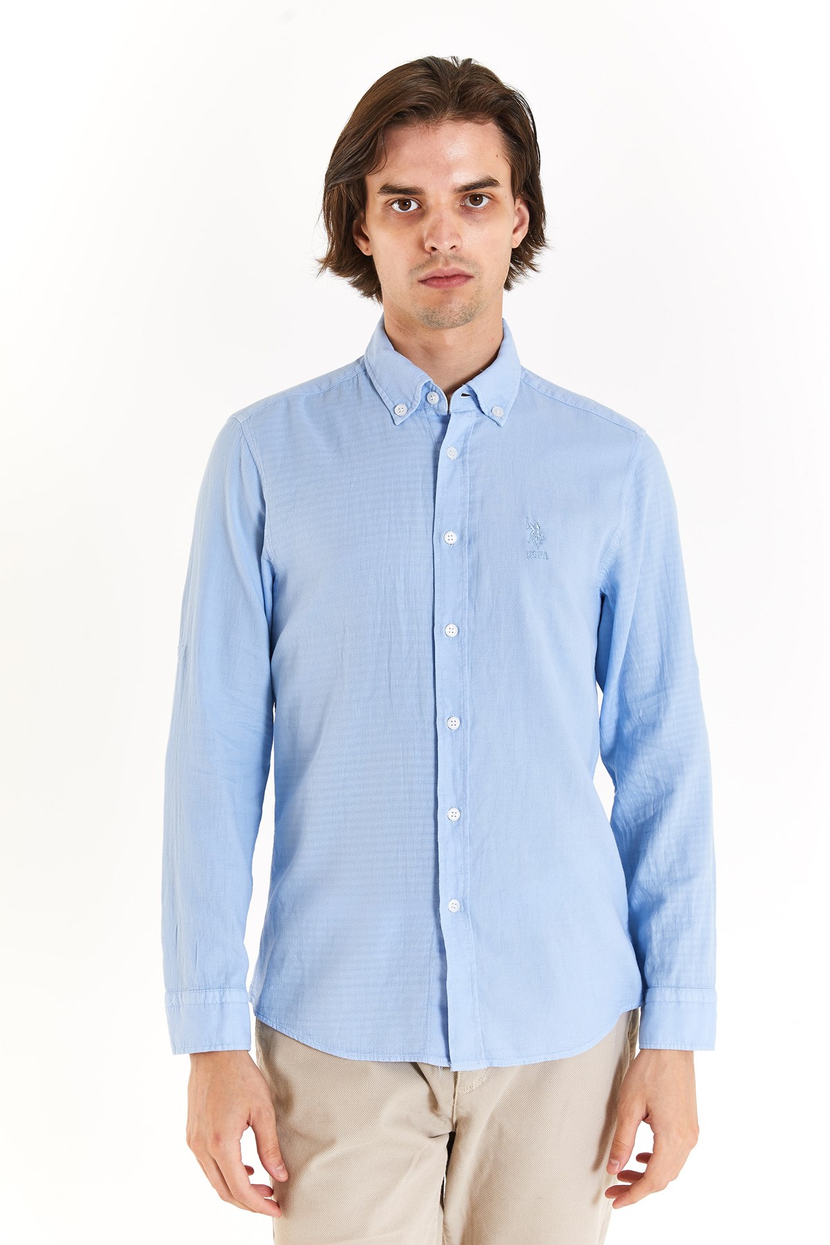 U.S. Polo Assn. Erkek Gömlek 50283718-VR003 Mavi