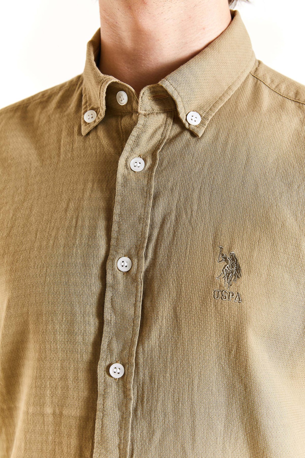 U.S. Polo Assn. Erkek Gömlek 50283718-VR027 Haki