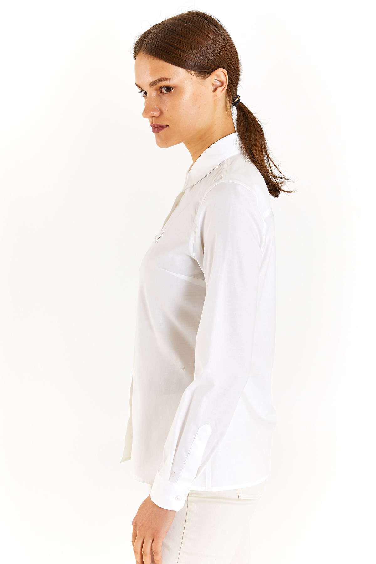 U.S. Polo Assn. Kadın Slim Gömlek 50283987-VR013 Beyaz