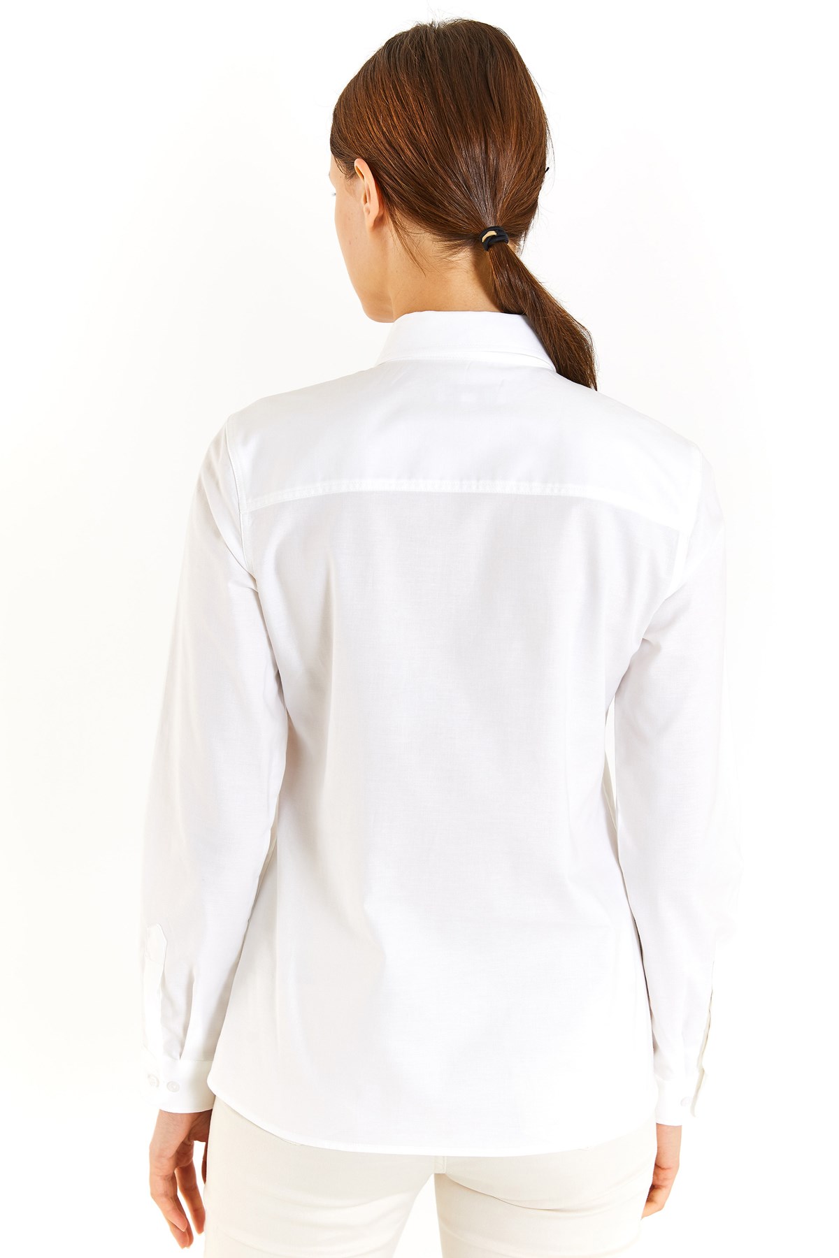 U.S. Polo Assn. Kadın Slim Gömlek 50283987-VR013 Beyaz