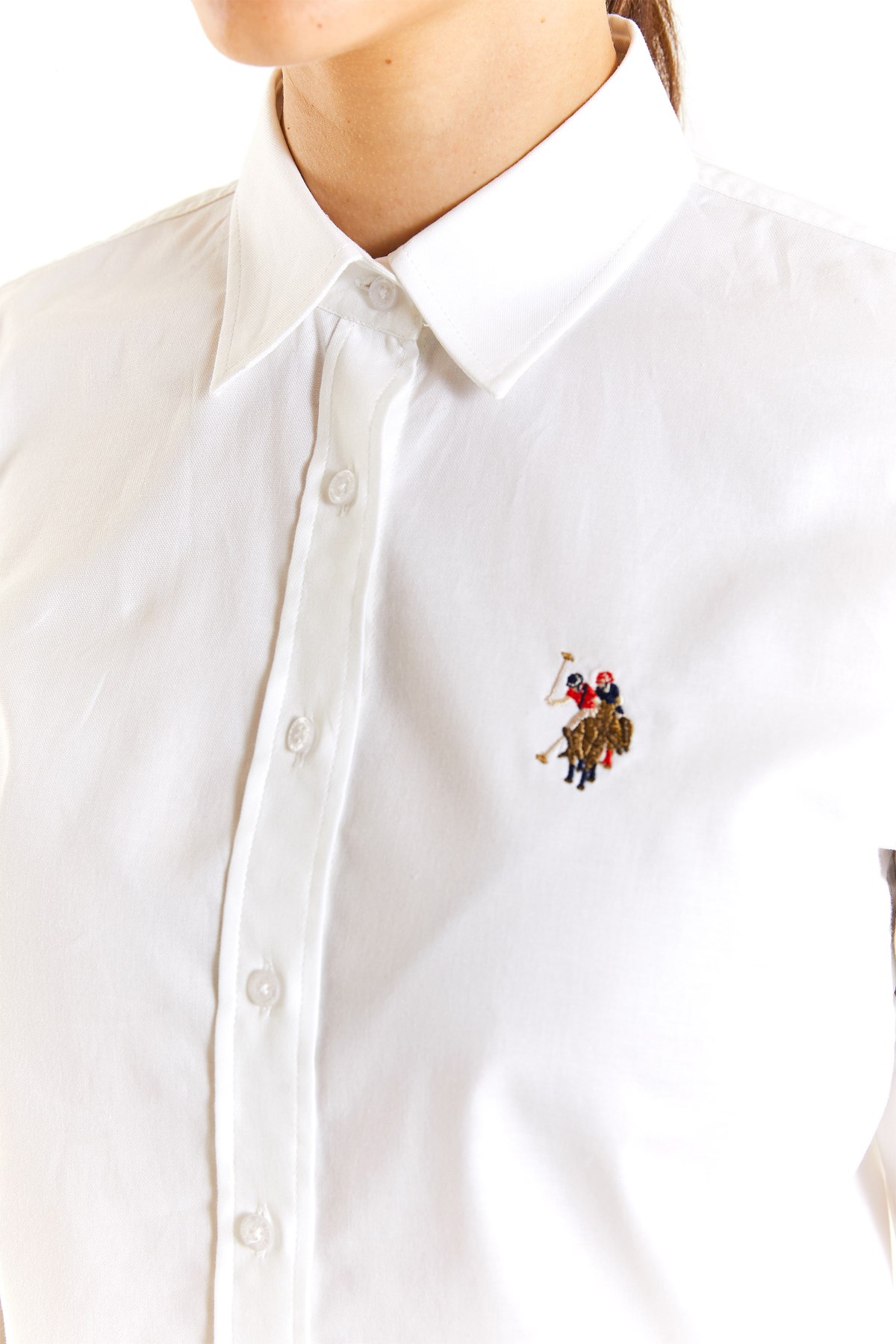U.S. Polo Assn. Kadın Slim Gömlek 50283987-VR013 Beyaz