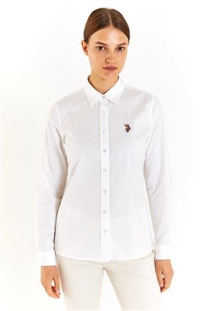 U.S. Polo Assn. Kadın Slim Gömlek 50283987-VR013 Beyaz