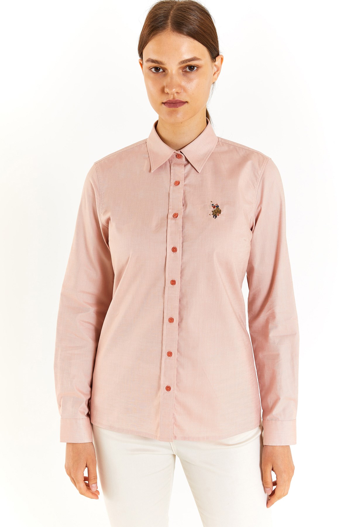 U.S. Polo Assn. Kadın Slim Gömlek 50283987-VR042 Pembe