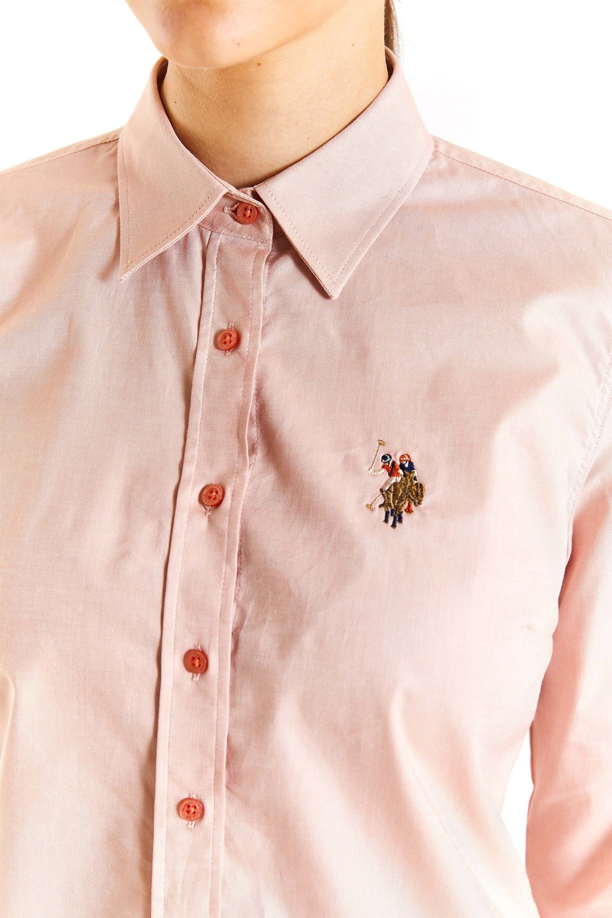 U.S. Polo Assn. Kadın Slim Gömlek 50283987-VR042 Pembe
