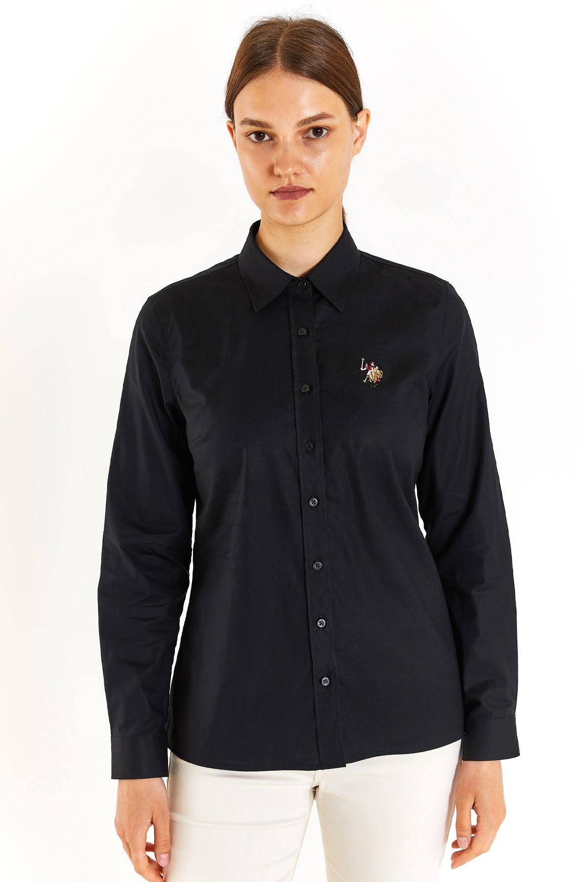 U.S. Polo Assn. Kadın Slim Gömlek 50283987-VR046 Siyah