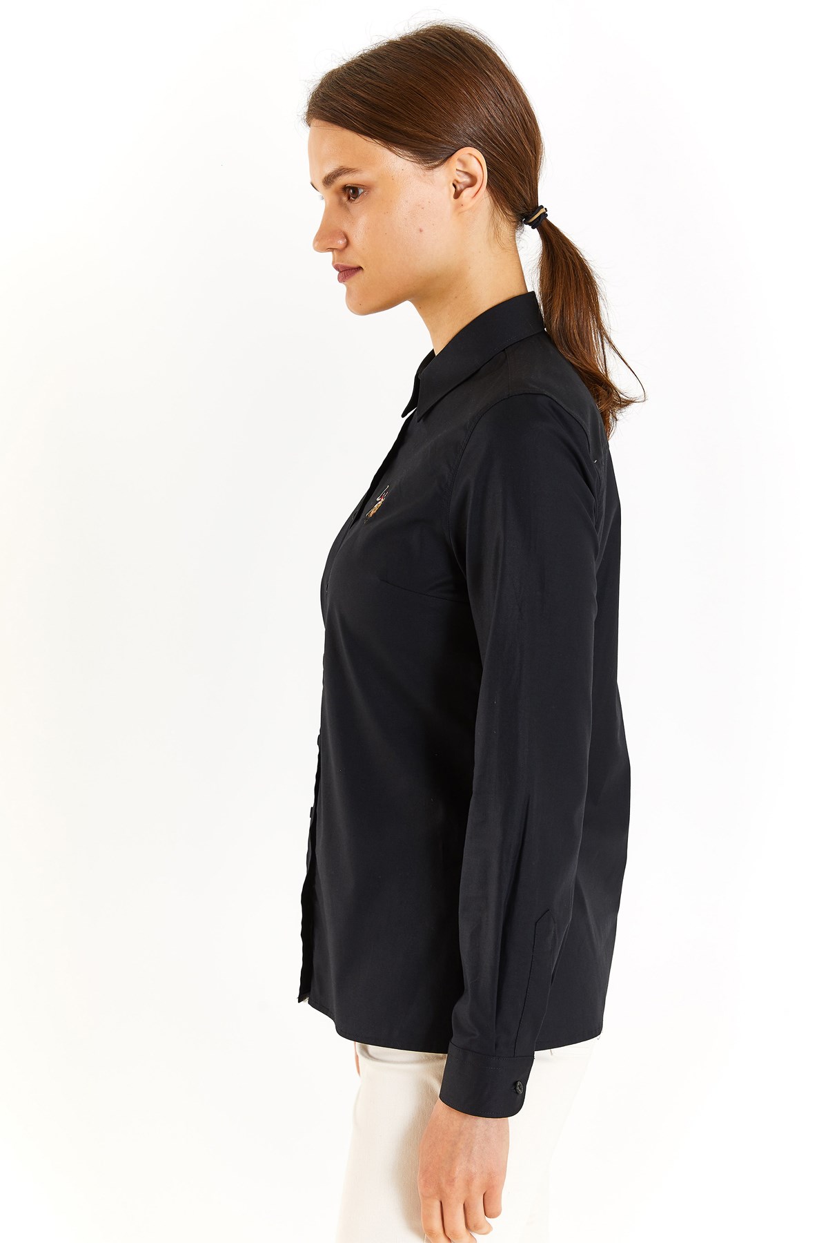 U.S. Polo Assn. Kadın Slim Gömlek 50283987-VR046 Siyah