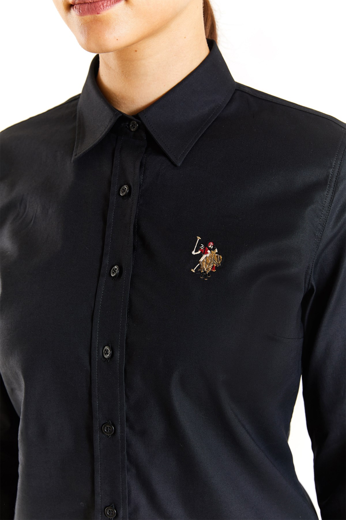 U.S. Polo Assn. Kadın Slim Gömlek 50283987-VR046 Siyah