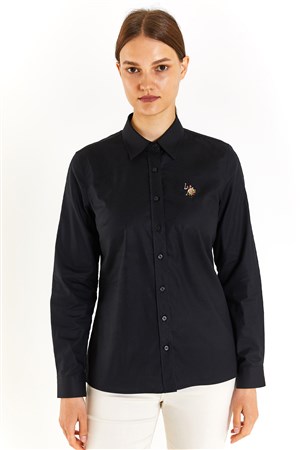 U.S. Polo Assn. Kadın Slim Gömlek 50283987-VR046 Siyah