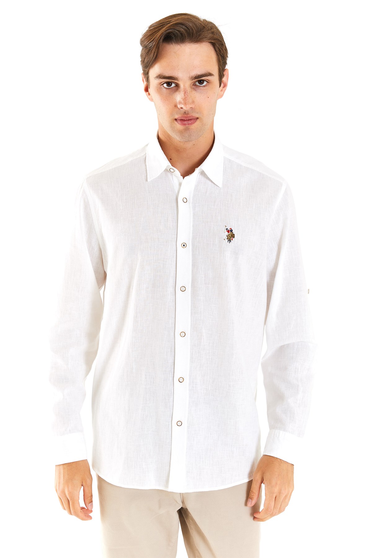 U.S. Polo Assn. Erkek Comfort Gömlek 50284297-VR013 Beyaz