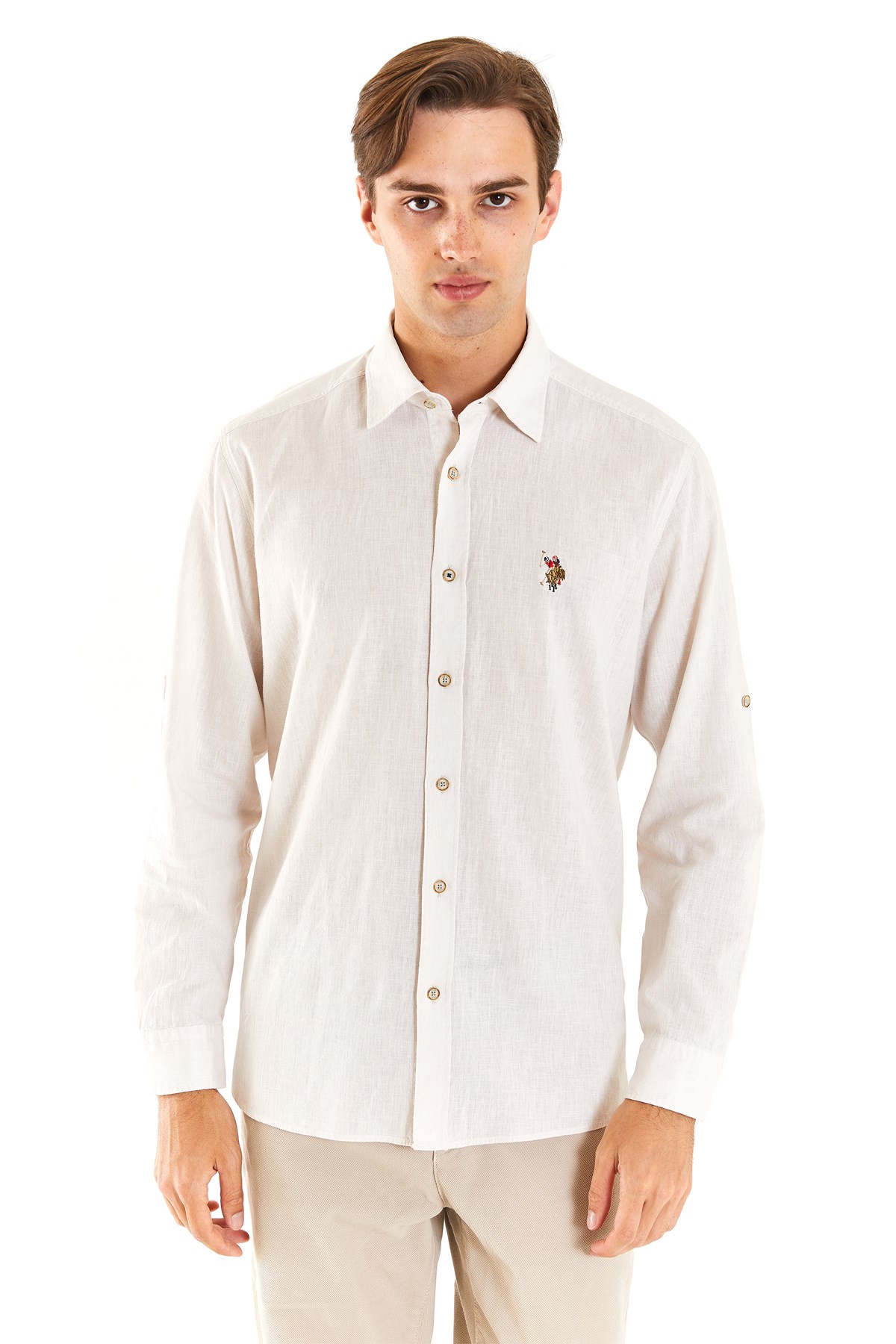 U.S. Polo Assn. Erkek Comfort Gömlek 50284297-VR049 Krem