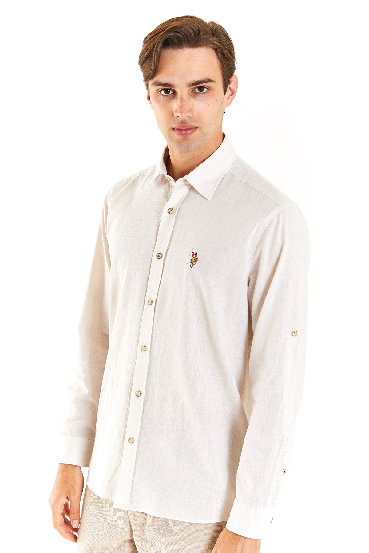 U.S. Polo Assn. Erkek Comfort Gömlek 50284297-VR049 Krem