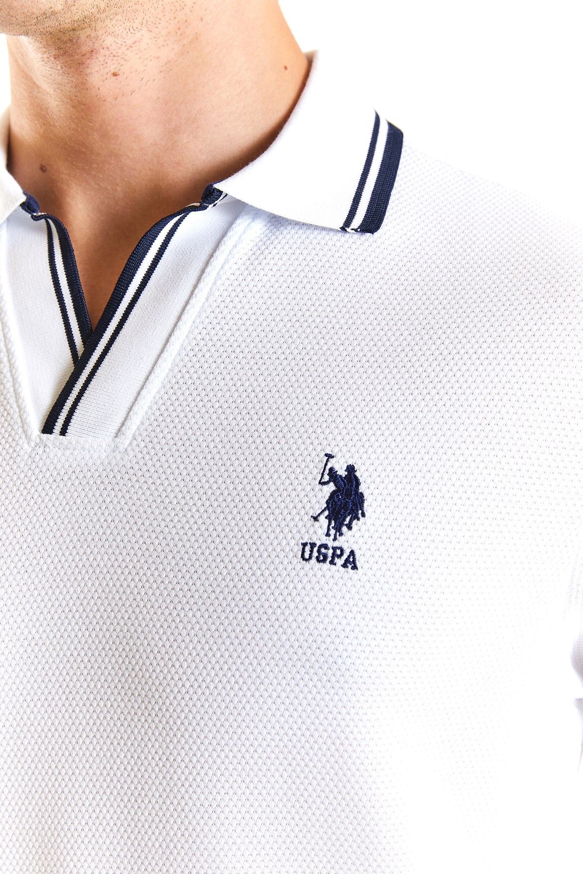 U.S. Polo Assn. Slim Erkek Tişört 50285158-VR013 Beyaz