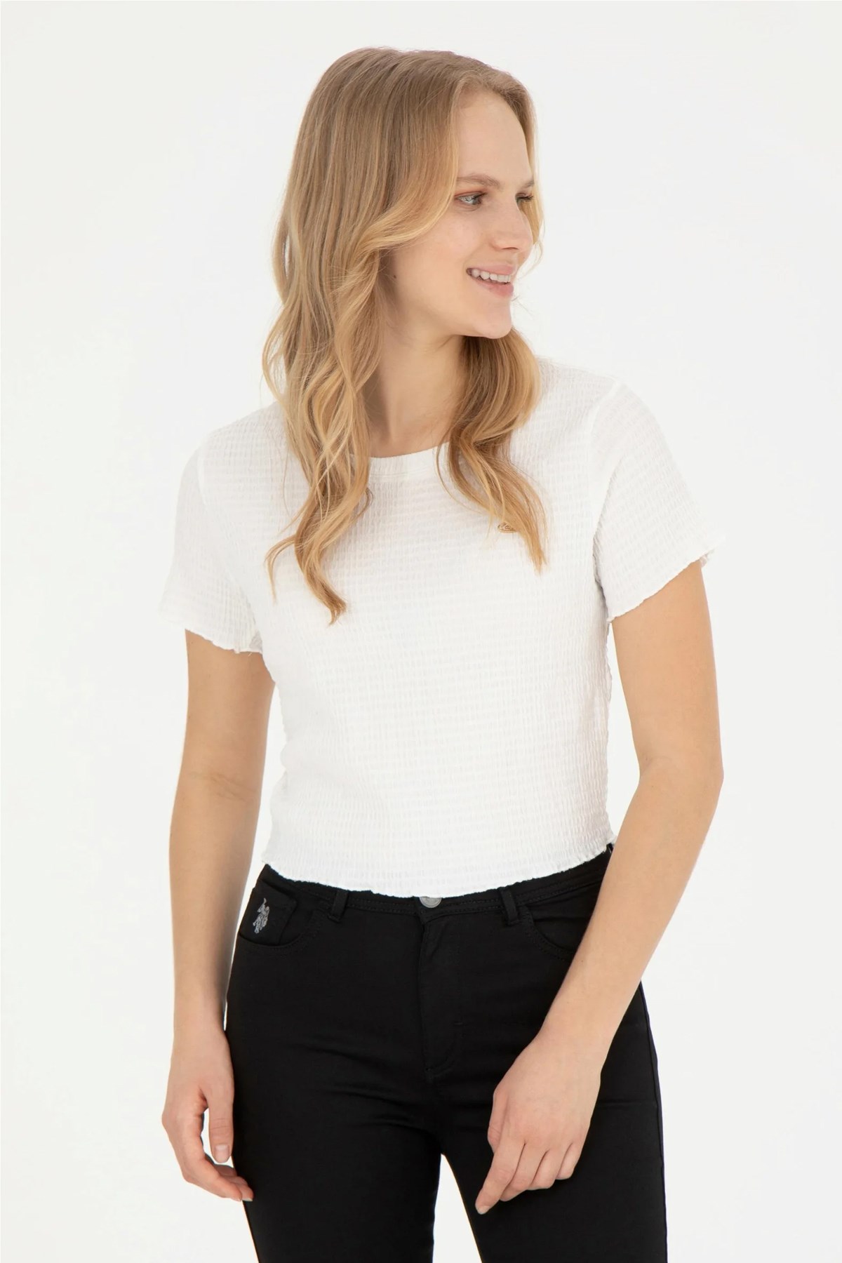 U.S. Polo Assn. Kadın A-Form Fit Tişört 50285532-VR013 Beyaz
