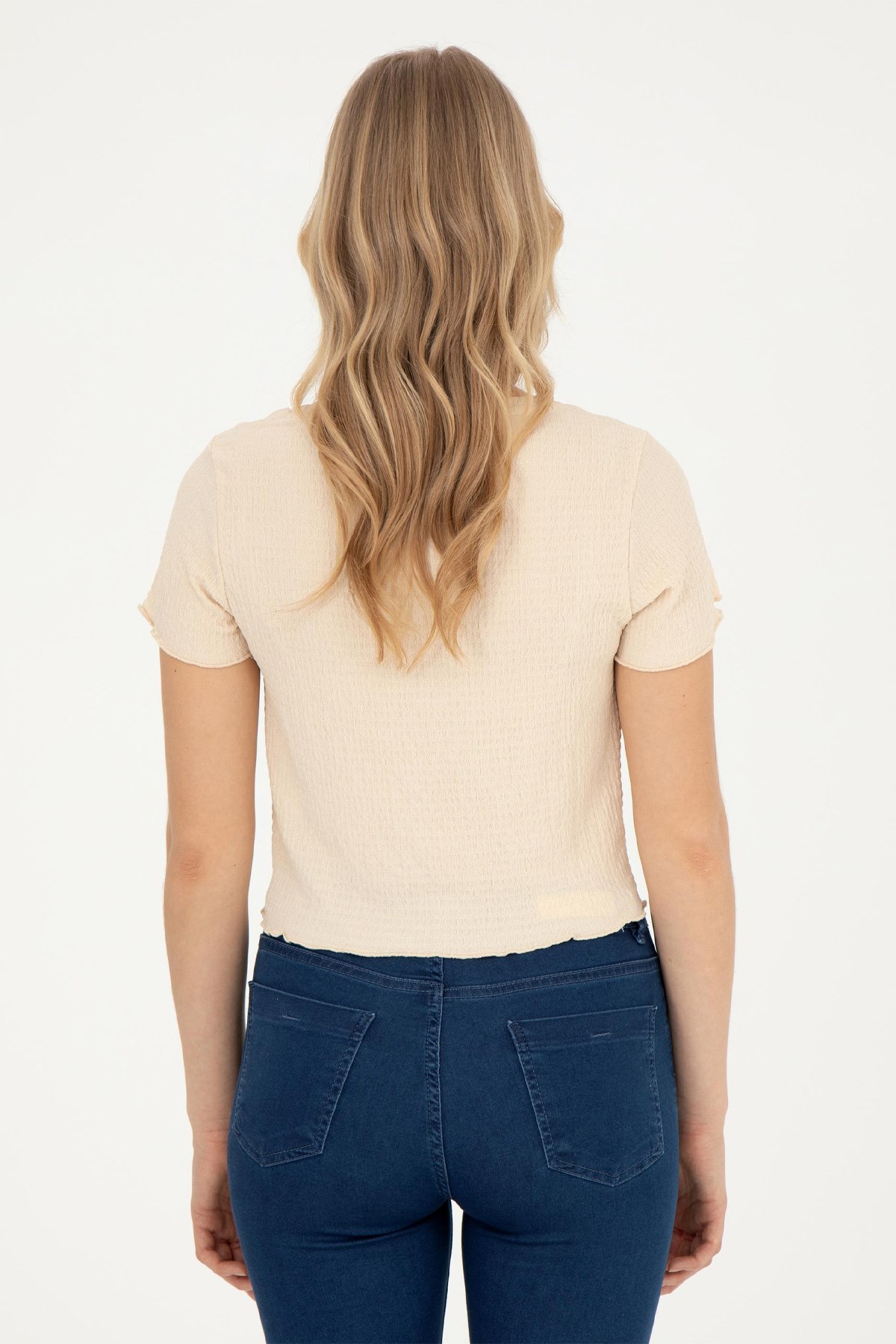 U.S. Polo Assn. Kadın A-Form Fit Tişört 50285532-VR137 Bej