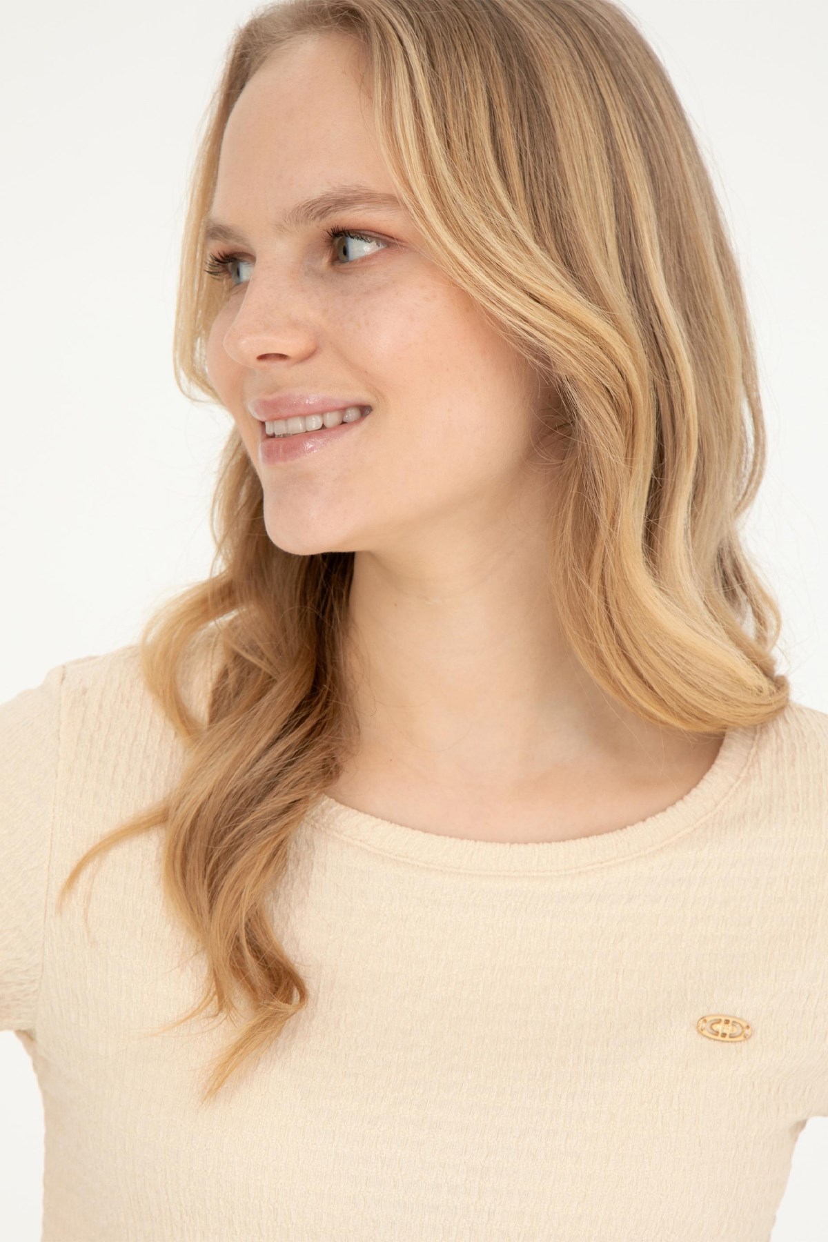 U.S. Polo Assn. Kadın A-Form Fit Tişört 50285532-VR137 Bej