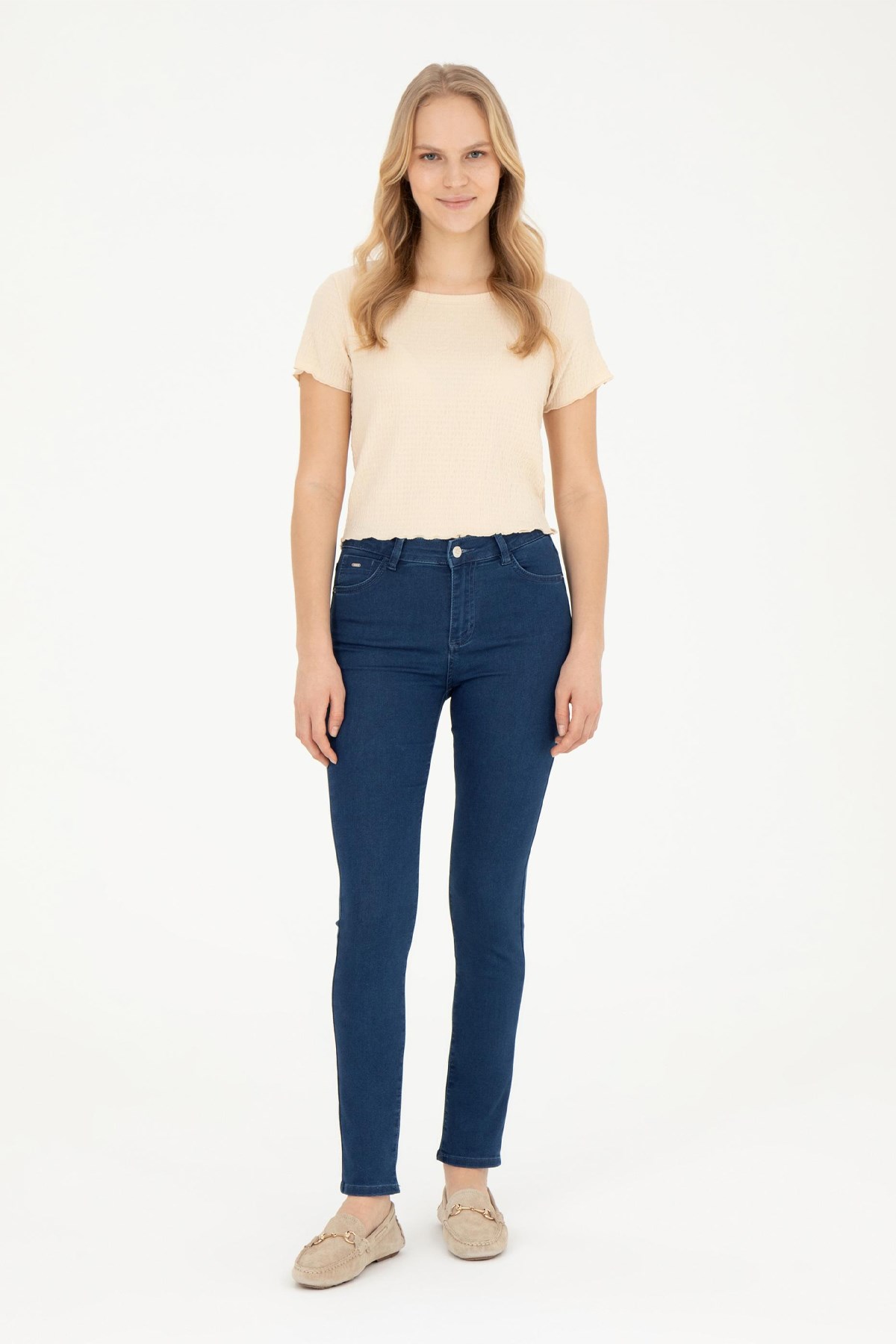 U.S. Polo Assn. Kadın A-Form Fit Tişört 50285532-VR137 Bej