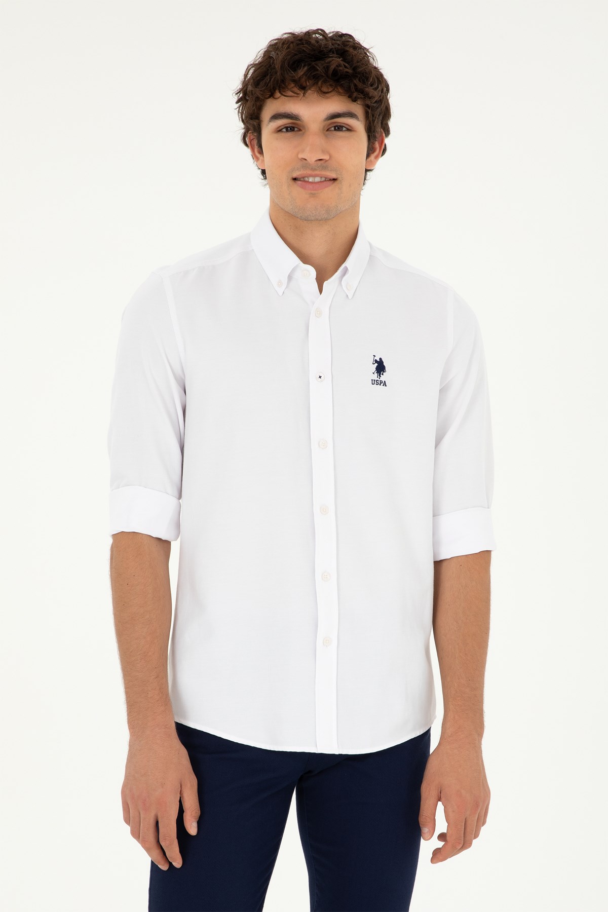 U.S. Polo Assn. Erkek Slim Gömlek 50287805-VR013 Beyaz