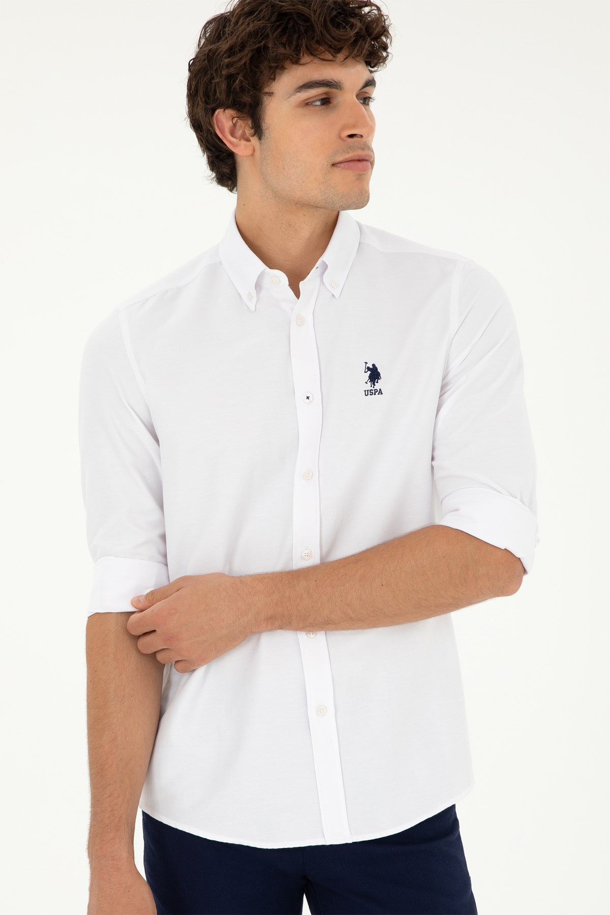 U.S. Polo Assn. Erkek Slim Gömlek 50287805-VR013 Beyaz