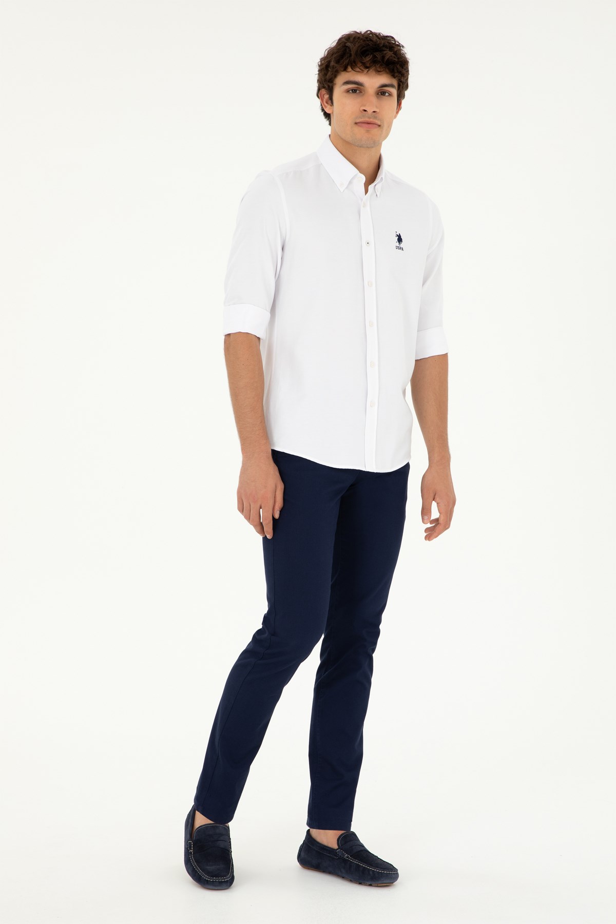 U.S. Polo Assn. Erkek Slim Gömlek 50287805-VR013 Beyaz