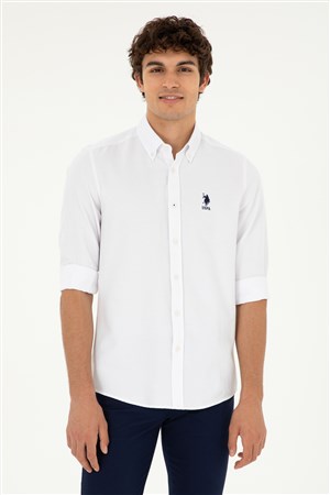 U.S. Polo Assn. Erkek Slim Gömlek 50287805-VR013 Beyaz