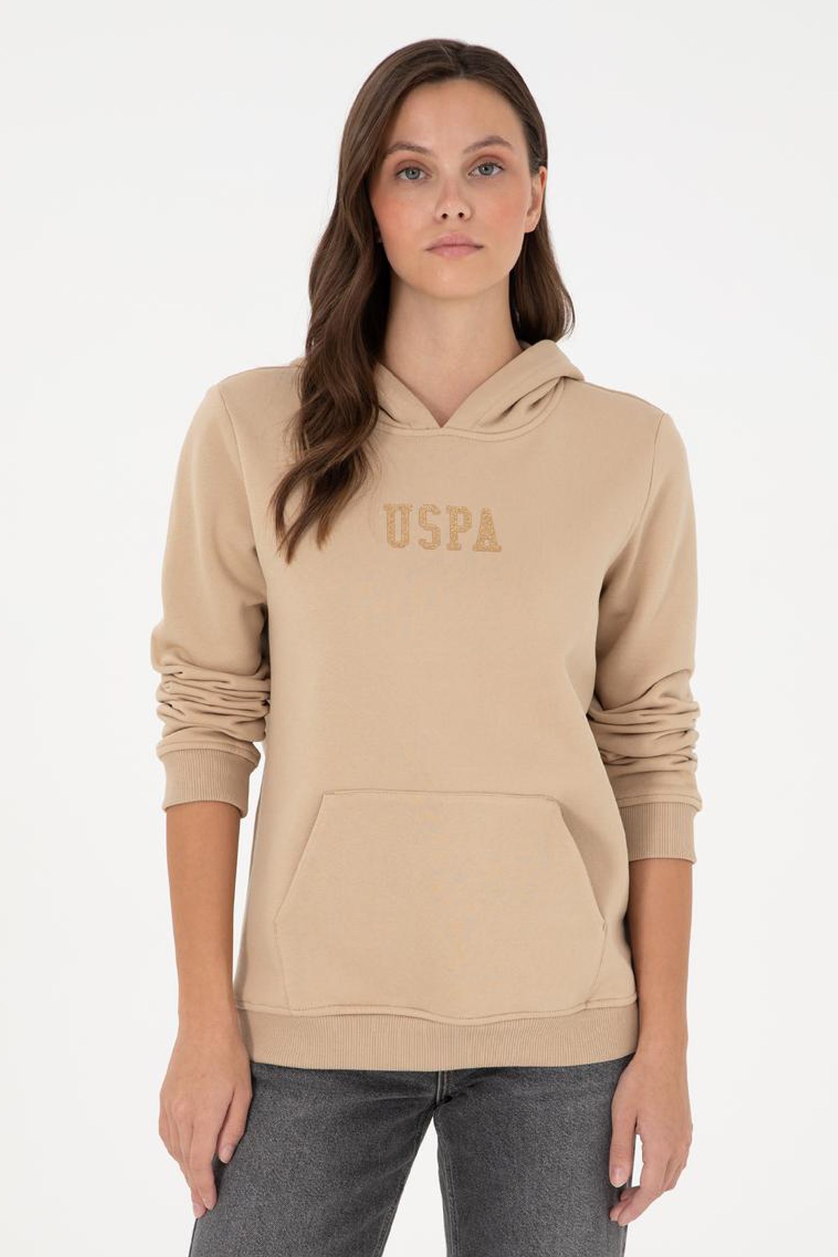 U.S. Polo Assn. Kadın Sweat 50289536-VR071 Bej
