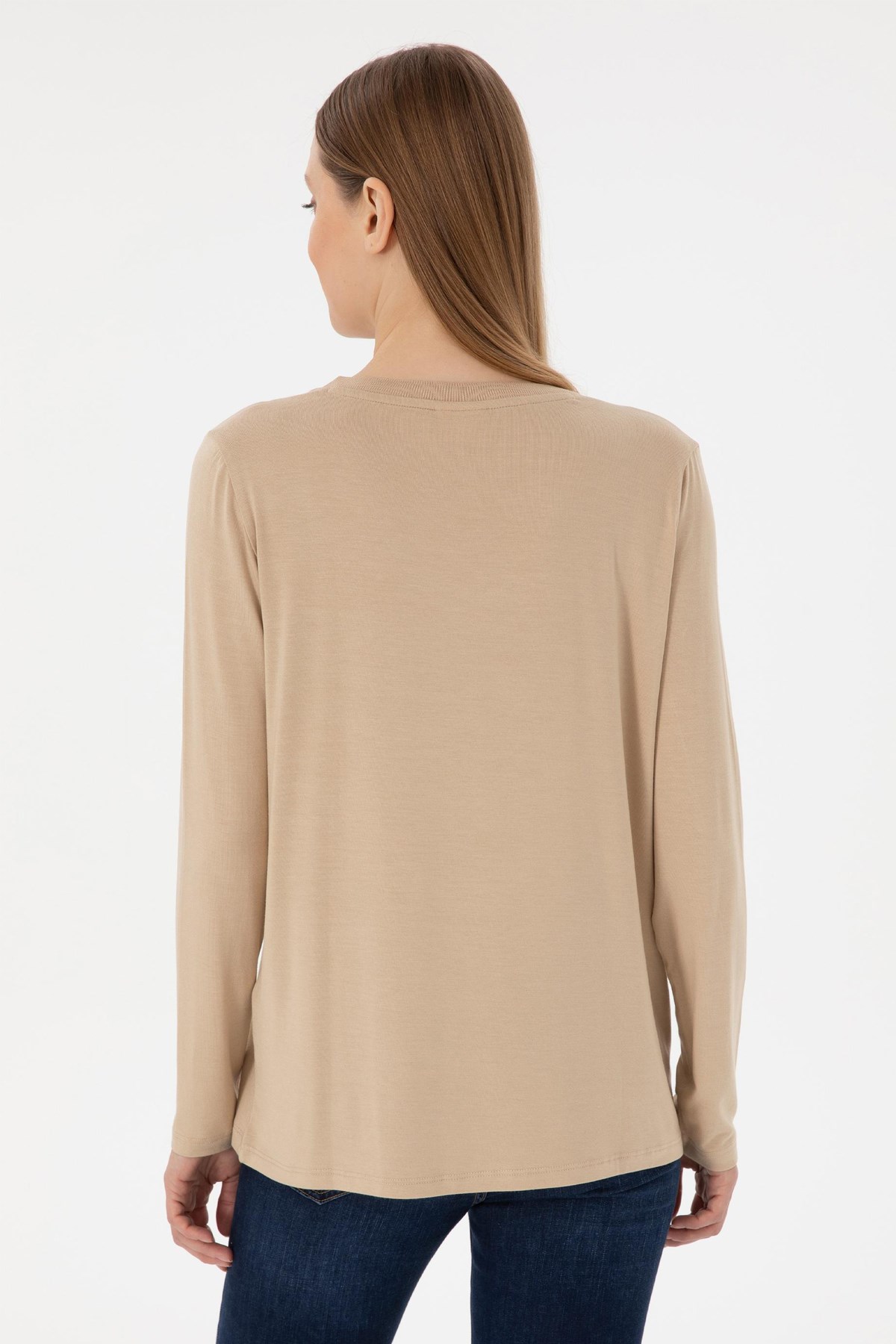 U.S. Polo Assn. Kadın Sweat 50289542-VR085 Bej