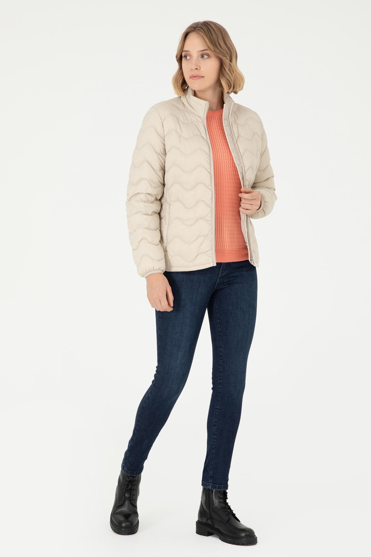 U.S. Polo Assn. Kadın Mont 50289553-VR071 Bej