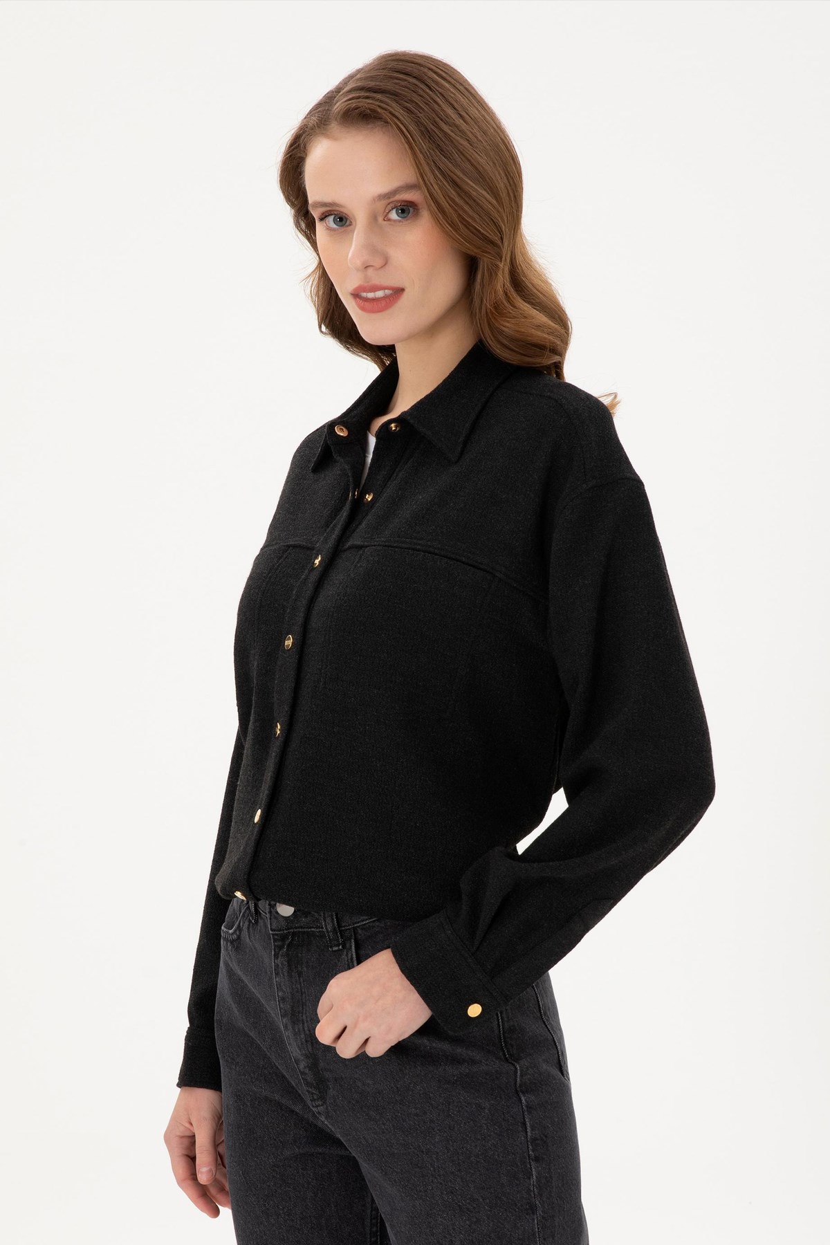 U.S. Polo Assn. Kadın Gömlek 50289843-VR046 Siyah